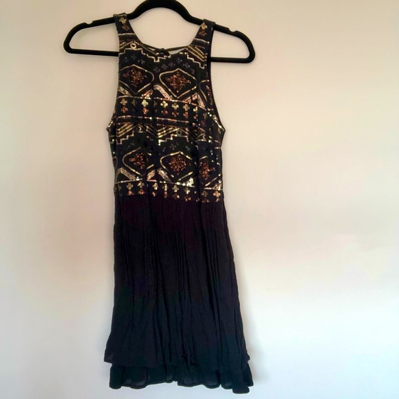 Hollister black skater dress with gold sequins (M) - Picture 2 of 2